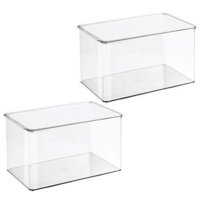 mDesign Stackable Bathroom Storage Bin Box with Lid, 2 Pack