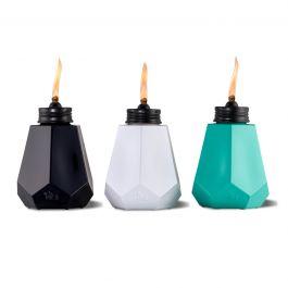 ROYALE TABLE TORCHES IN BLACK, WHITE AND BLUE - 3 PACK