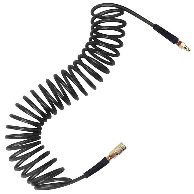 Air Compressor Hose 1/4 in x 25 ft PU Air Hose Kit with 1/4" Industrial Air Fittings and Bend Restrictors, Working Pressure of 300 PSI, Black