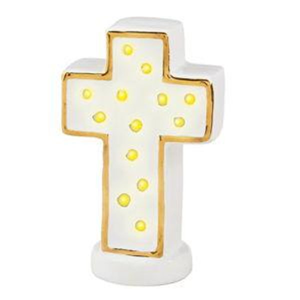 Mud Pie Circa Light Up White Cross Sitter | Dillard's