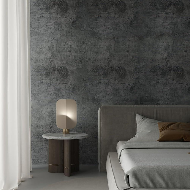 TOTIO Dark Grey Concrete Wallpaper 31.5×157inch Matte Thick Textured Cement Gray Wallpaper Peel Stick Countertop Contact Paper Removable Waterproof Adhesive Paper Industrial Style Wall Paper Roll
