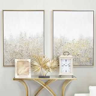 Golden Contemporary Abstract Wall Art, Set of 2