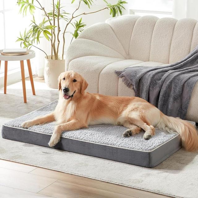 Figopage Extra Large Dog Bed Orthopedic Dog Beds with Removable Washable Cover, Crate Bed Waterproof, Velvet Pet beds Anti-Slip Kennel Pad, 42 inch
