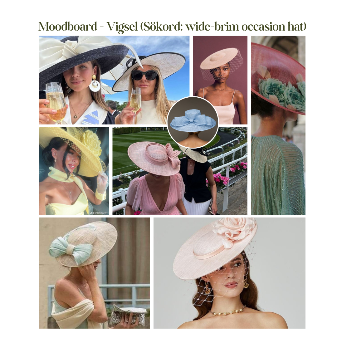 Sökord: Wide-brim occasion hat