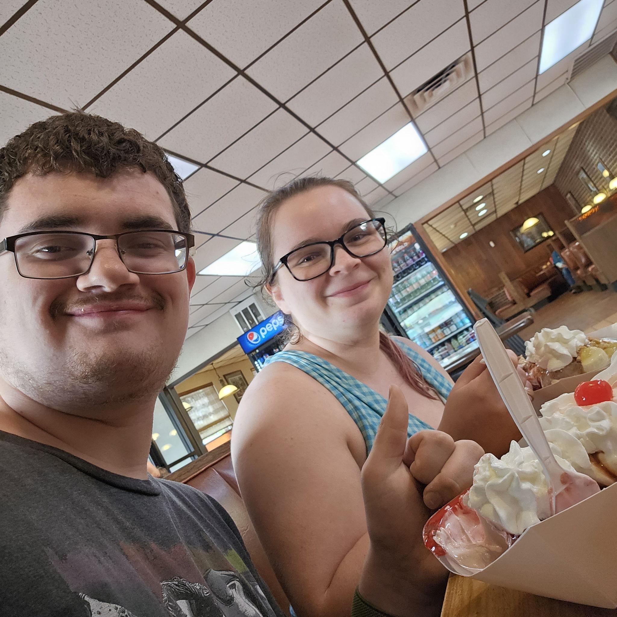 We went to Cowan's gap, then to the Milky Way diner for banana splits.
