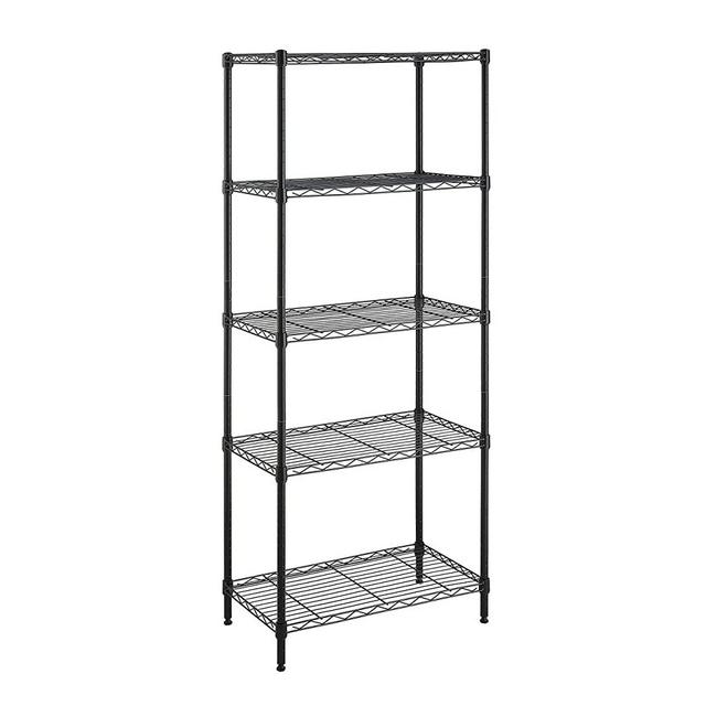Amazon Basics 5-Shelf Adjustable Storage Shelving Unit (200 lbs Loading Capacity per Shelf), Steel Organizer Wire Rack, Black (24" L x 14" W x 60" H)
