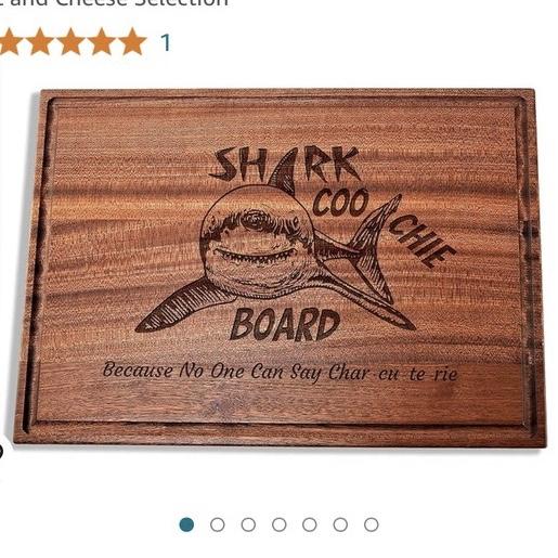 Straga Shark Charcuterie Board/Choose Your Handcrafted Charcuterie Board/Mahogany Cutting Boards with Juice Groove/Laser-Engraved Arched/Grooved Shark Design for Meat and Cheese Selection