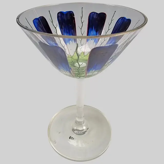 Art Nouveau Theresienthal Bohemian Enameled Wine Glass Stem