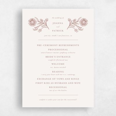 Clay Brown Wedding Program - Desrosiers