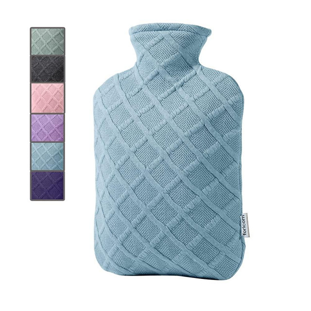 FORICOM Hot Water Bottle with Soft Cover 2.0L Large Classic BPA Free Hot Water Bag for Pain Relief, Neck, Shoulder Pain and Hand Feet Warmer, Menstrual Cramps, Hot Compress and Cold Therapy(Sky Blue)