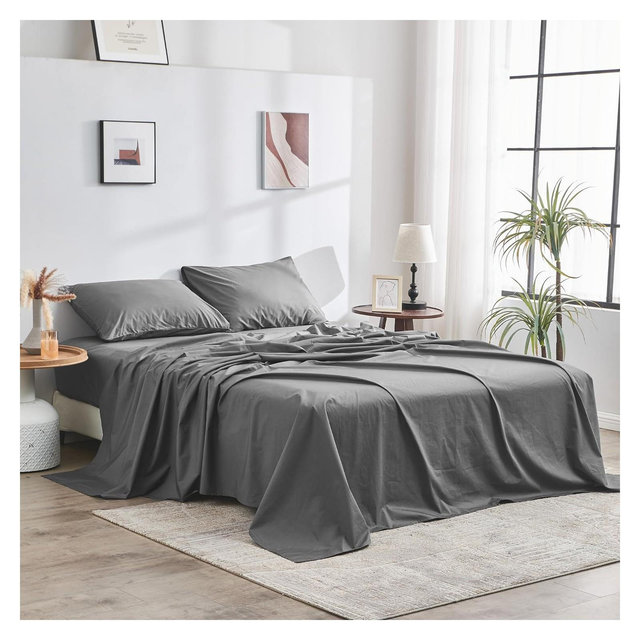 DOZ 100% GOTS Organic Percale Sheet Set, Crisp Cool, Long Staple, Breathable, Durable Storm King