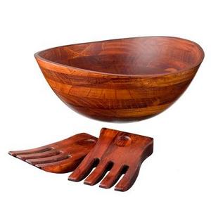 Wavy Rim 13" Salad Bowl with Salad Hands - Cherry