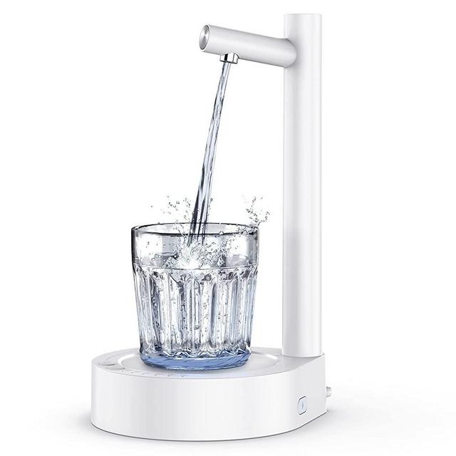 Desktop Water Dispenser for 5 Gallon Bottle, Automatic Drinking Water Dispenser with 7 Levels Quantitative, Removable Water Bottle Pump Portable Universal Water Jug Pump for Home Office Outdoor(White)
