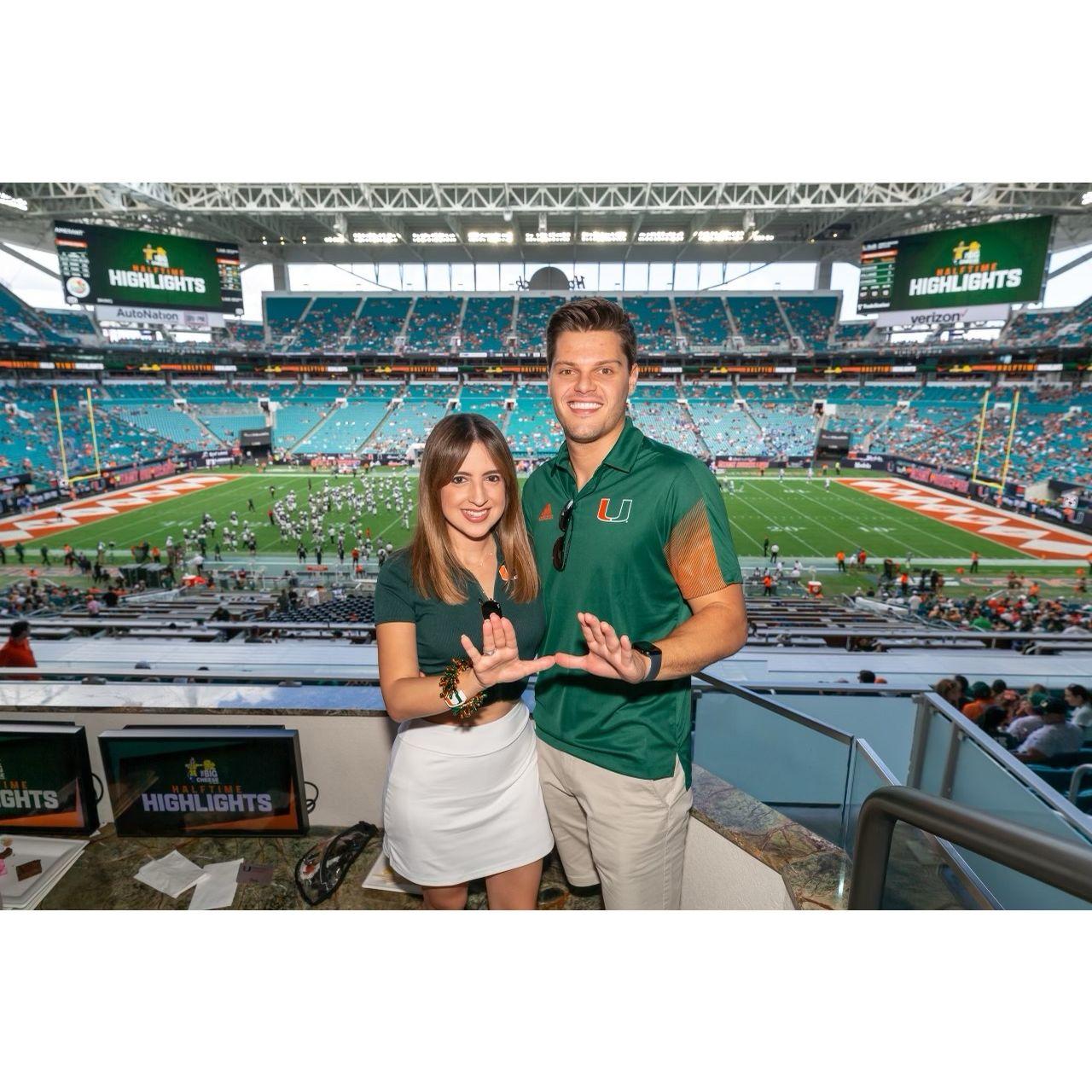 November 26, 2022- Attending a University of Miami football game