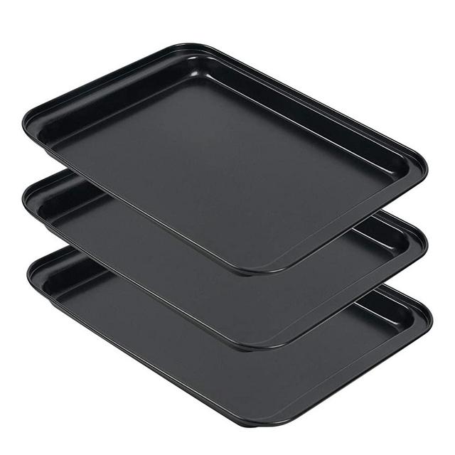 Baking Sheet Set of 3, Shinsin Small Baking Sheets for Oven, Nonstick 8 inch Carbon Steel Cookie Sheet Pans w/Rimmed Border, Mini Baking Replacement Trays for Toaster Oven, Easy Clean, Dishwasher Safe
