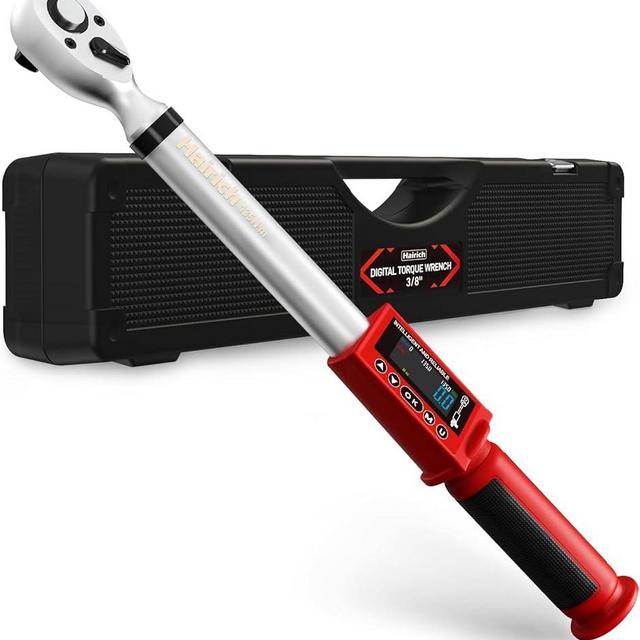 Hairich Upgrade 3/8 Inch Drive Digital Torque Wrench 5-100FT-LB/0-135N.M, Torque Range Accurate to ±2%,Electric Torque Wrench car with Buzzer and LED Flash Notification for Bike/Motorcycle/Auto Repair