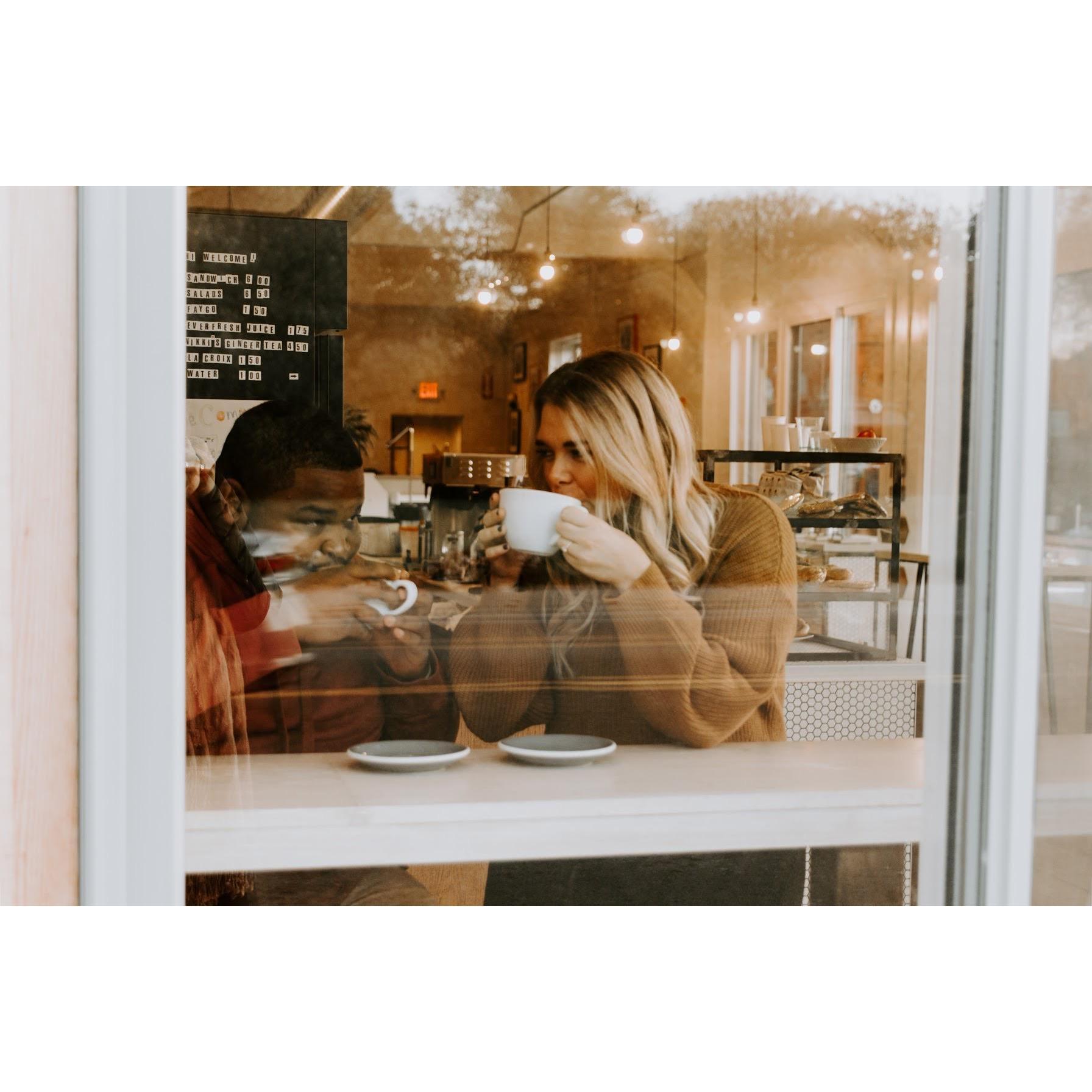 Enjoying one of our favorite coffee shops in Detroit, The Commons.