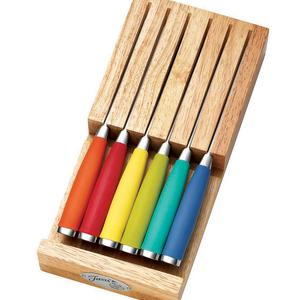 Fiesta 7-Piece Steak Knife Set with Wooden Storage Tray