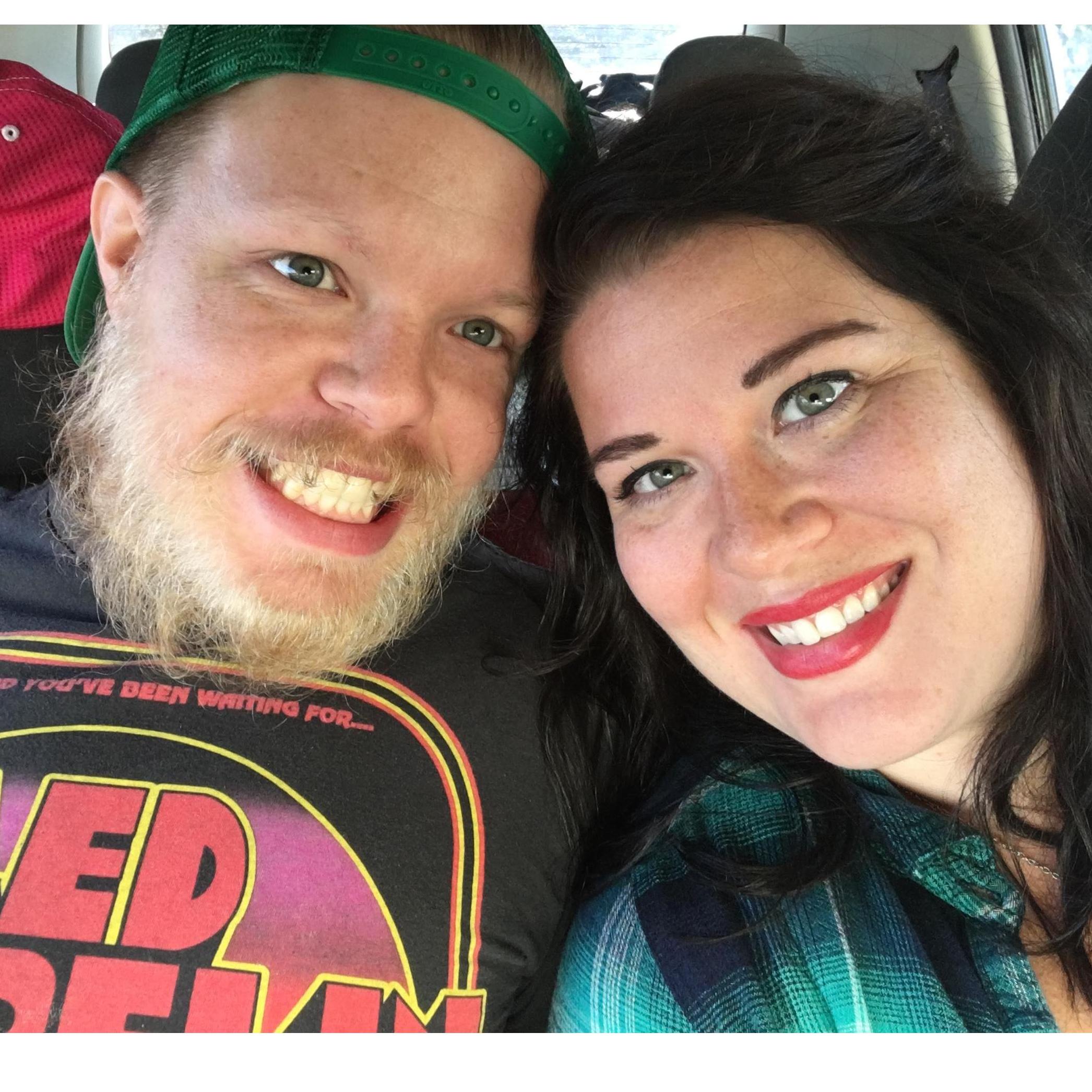 Our first road trip. Where everything went to absolute hell. I knew he really loved me after the car broke down. Fun Fact: this picture is on my desk at work.