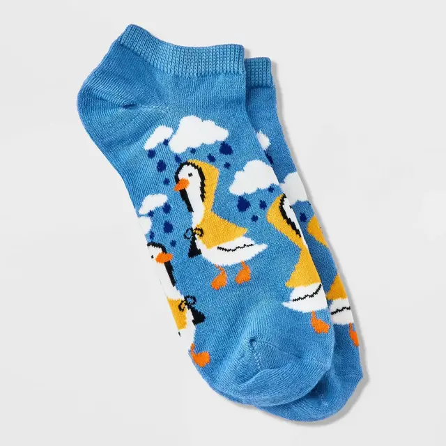 Women's Rainy Ducks Low Cut Socks - Denim Blue 4-10