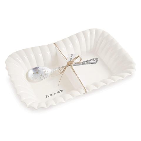 Mud Pie Circa Divided Ceramic Side Dish with Spoon