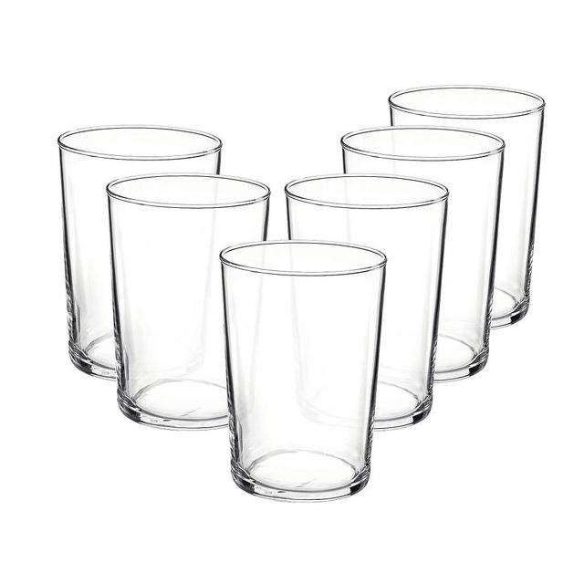 Bormioli Rocco Bodega Maxi Tumblers, Set of 6-17 oz Tempered Glass Drinking Cups for Water, Wine & Cocktails - Minimalist Barware Design Clear Beverage Glasses Durable Kitchen Use