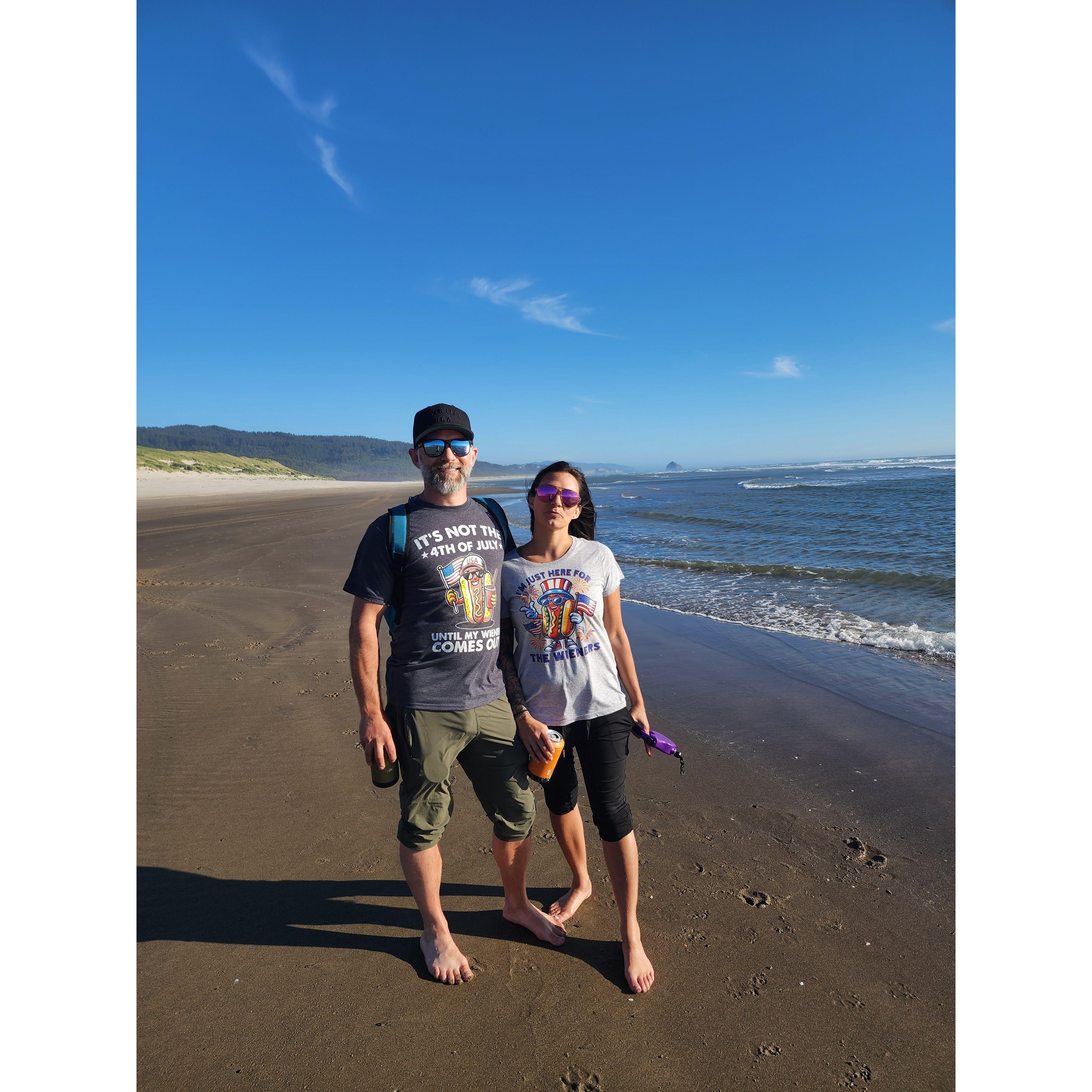 Our sense of humor matches each other.  We get to spend 4th of July on the Oregon coast so the dogs could run the beach.