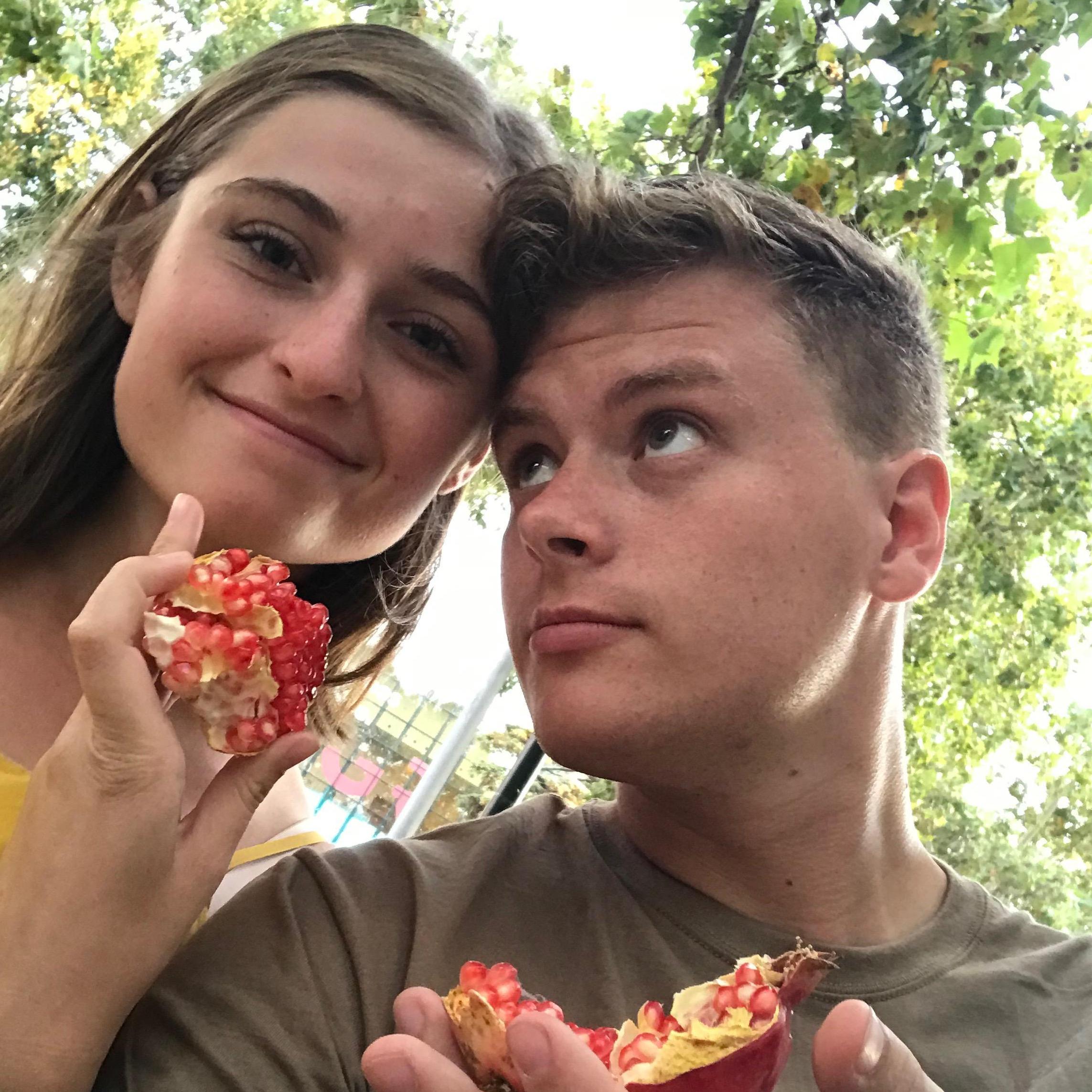 Eating pomegranates in Spain