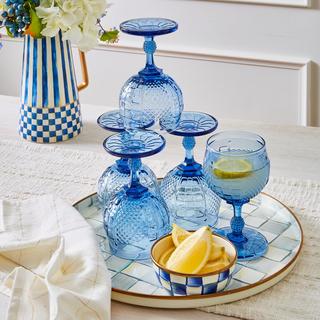 Sterling Check Round Tray