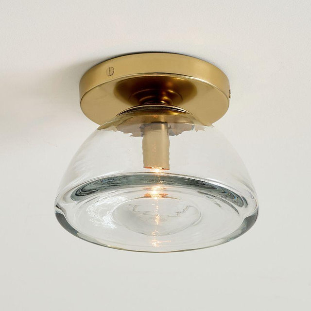 Beck Cast Glass Round 7" Flush Mount/Sconce, Vintage Brass