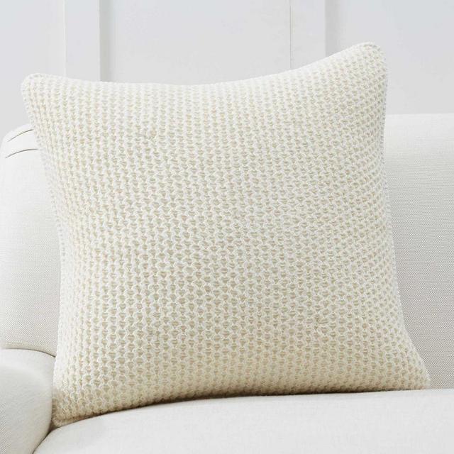 Thermal Sherpa Back Knit Pillow Cover, 24 x 24", Ivory