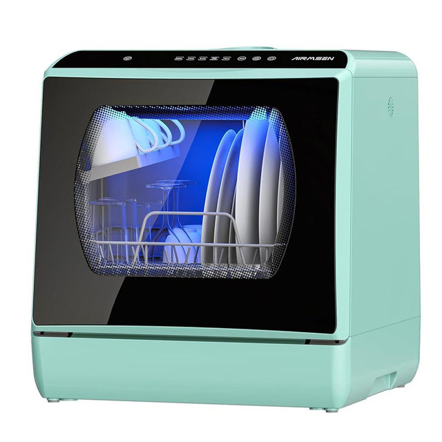 Portable Countertop Dishwashers, 5 Washing Programs Mini Dishwashers with 5 L Built-in Water Tank and Double-layered Glass Door, No Hookup Needed for Home, Apartments & RVs