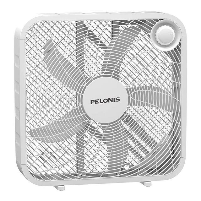 PELONIS PFB50A2BWW 3-Speed Box Fan for Full-Force Circulation with Air Conditioner, White, 2020 New Model