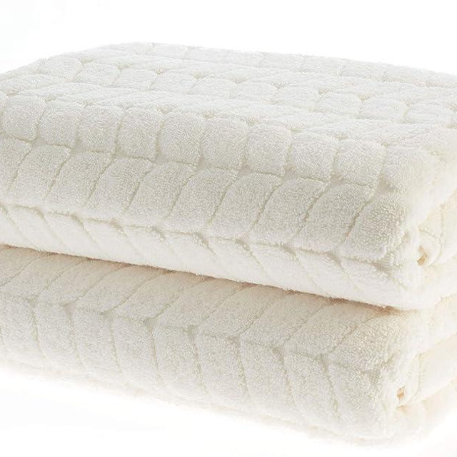 BAGNO MILANO Turkish Cotton Bath Towels, Hand Towels - Soft Plush Jacquard Collection Luxury Towels Set (Cream, Bath Towel Set of 2)