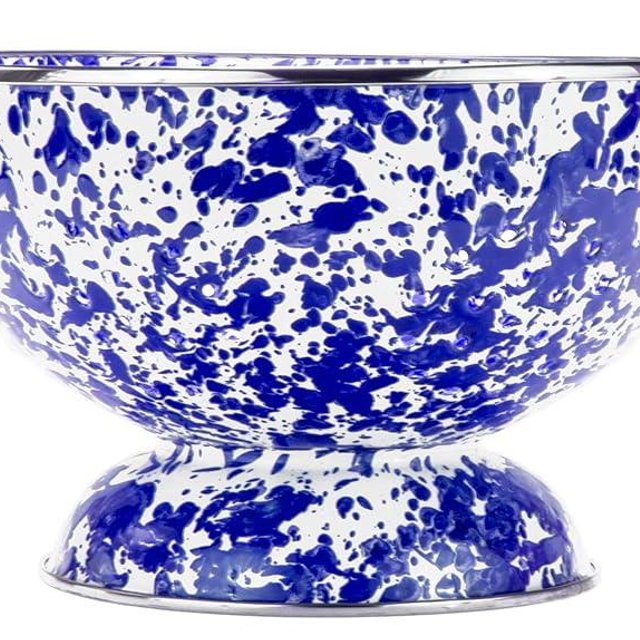 Golden Rabbit Enamelware - 5qt Larger Colander (Cobalt Swirl)