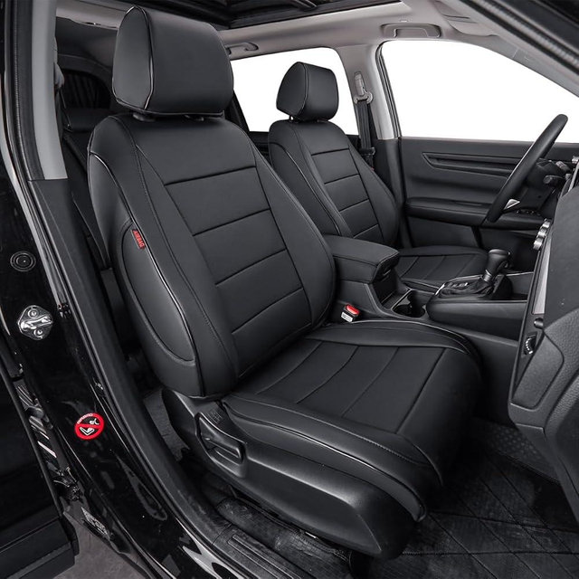 EKR CRV Seat Covers Custom Fit for Honda CRV 2023 2024 2025 2026 Leather Car Seat Cover Full Set for Trucks SUV,Waterproof Car Seat Cushion,Faux Leather (Black)
