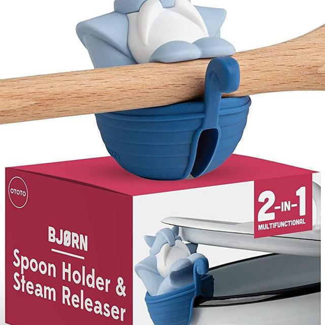 Bjorn Viking Spoon Holder by OTOTO - Spoon Rest For Stove Top, Kitchen Utensil Holder, Silicone Spoon Rest, Stove Spoon Holder - Small Kitchen Gadgets, Fun Kitchen Gadgets