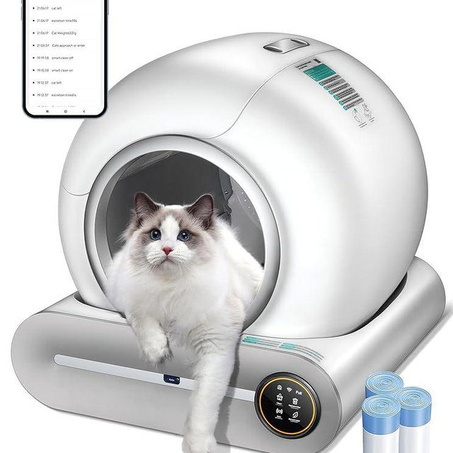 (2025) Self Cleaning Litter Box, Upgraded Robot Automatic Litter Box for Multiple Cats, 65L+9L Extra Large, Features Negative ion Sterilization and Deodorization, APP Control, Health Monitor