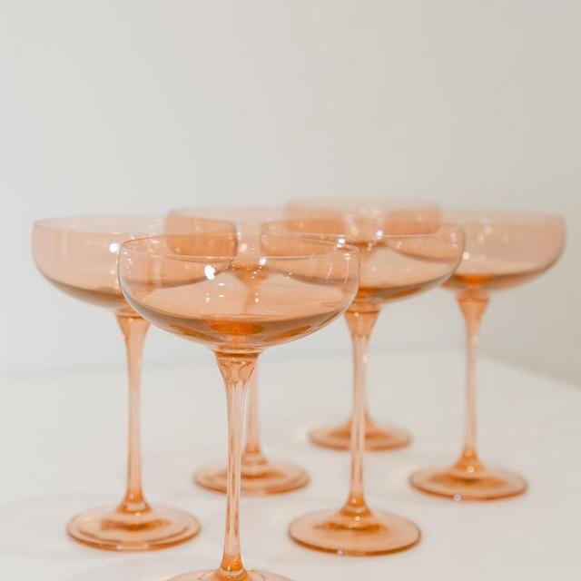 Estelle Colored Champagne Coupe Stemware - Set of 6 {Blush Pink}