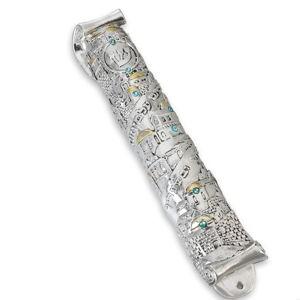 Extra Large Jerusalem Scroll Mezuzah with Golden Accents