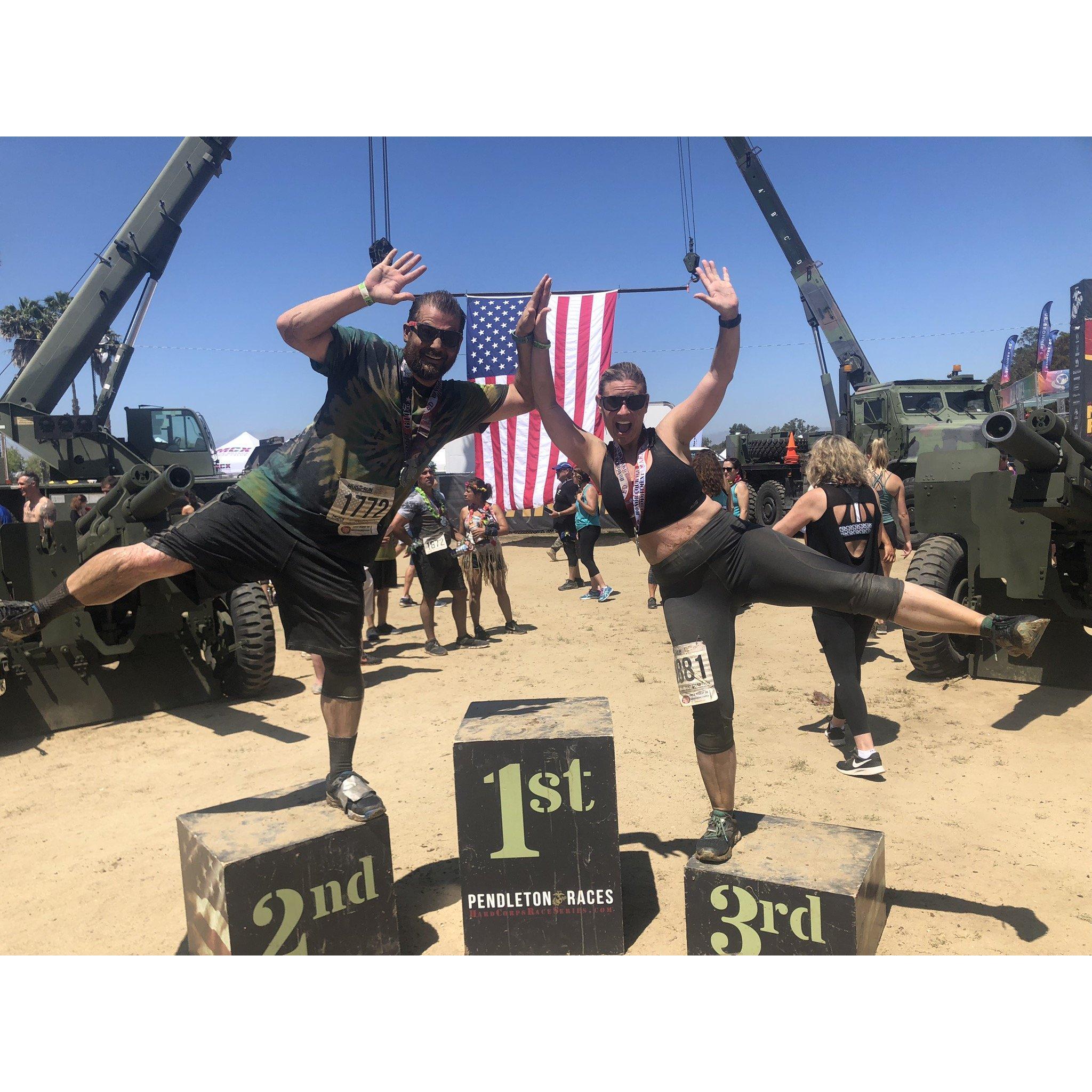 One of the things that attracted us was our love for running.  Mike stepped it up by inviting me to join the Camp Pendleton Mud Run!