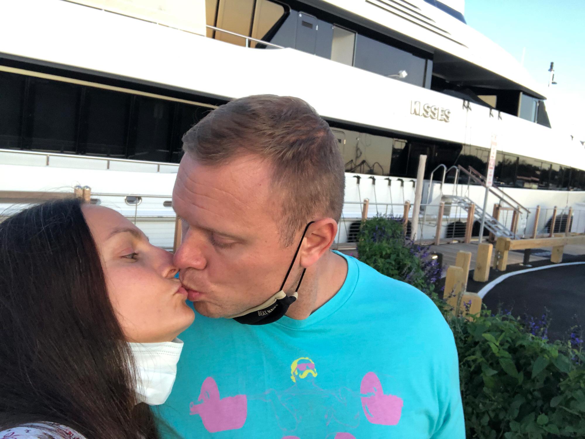 Kisses in front of Kisses ( name of the boat behind us)
Summer 2020
