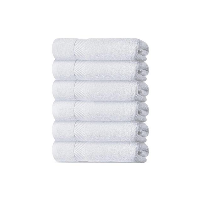 White Classic Luxury 100% Cotton Hand Towels Set of 6 - 16x30" White