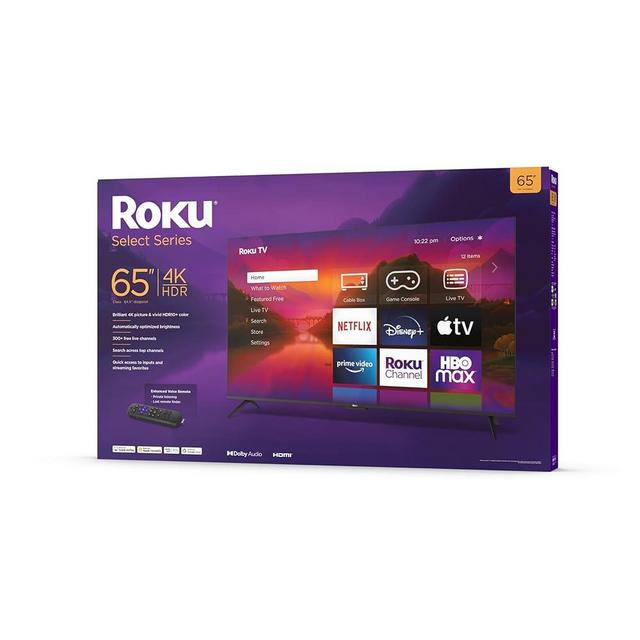 Roku 65" Select Series 4K HDR Smart TV Enhanced Voice Remote, Brilliant 4K Picture, Automatic Brightness, and Seamless Streaming