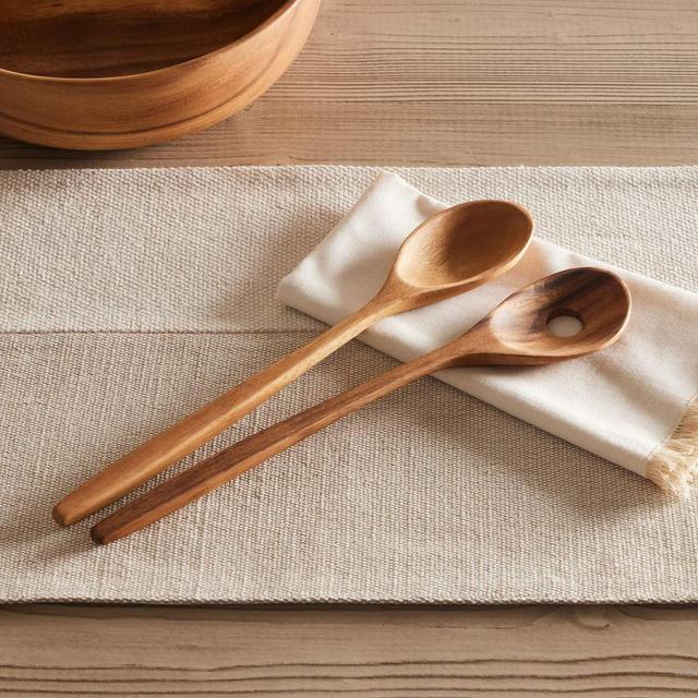 Organic Shaped Salad Servers, Acacia Wood, Set of 2