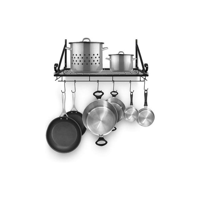 Sorbus Kitchen Wall Pot Pan Rack With 10 Hooks Black