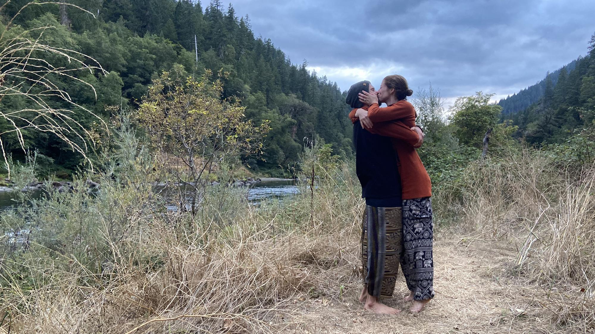 Moments after we got engaged, on the Rouge River