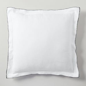 European Flax Linen Merrow Edge Euro Shams - White/Black
