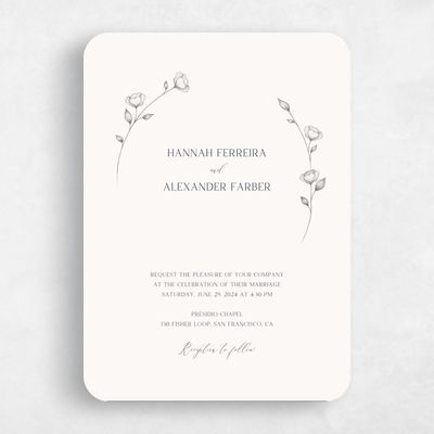 Beige Rounded Wedding Invitation - Luana Portrait
