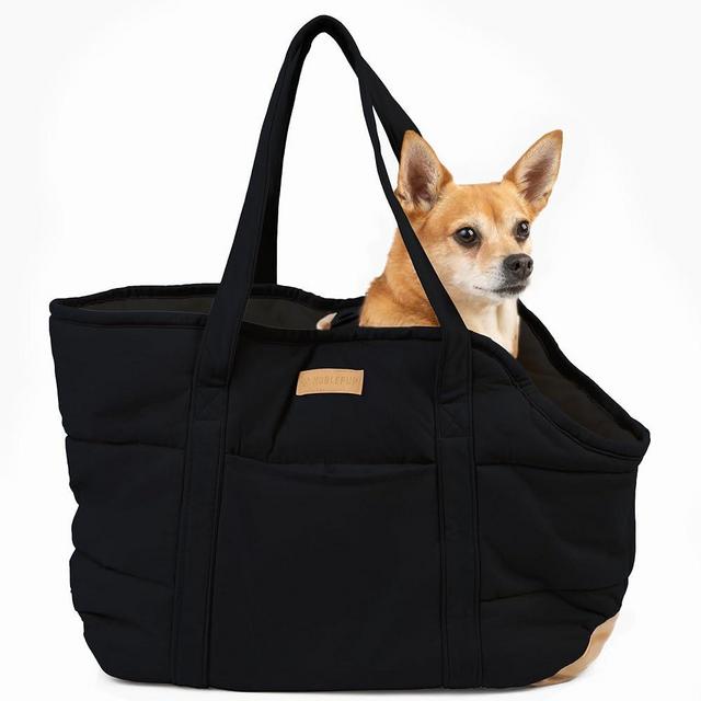 NoblePup Cozy Plush Dog Purse Carrier for Small Dogs - Dog Carrier Purse with Secure Harness Clip, Dog Tote Bag for Small Dogs and Puppies - Black